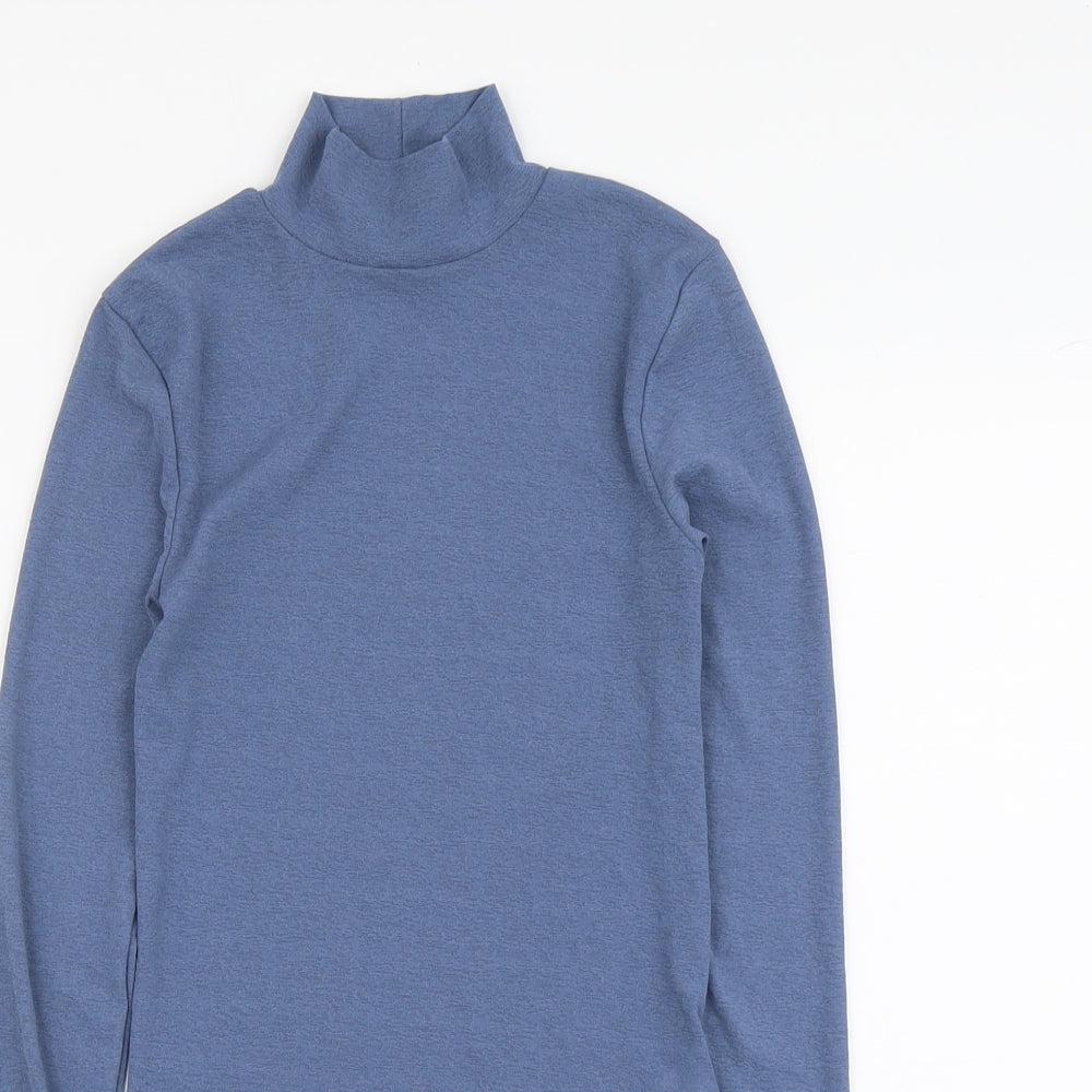 Topshop Womens Blue Polyester Basic Blouse Size 10 High Neck