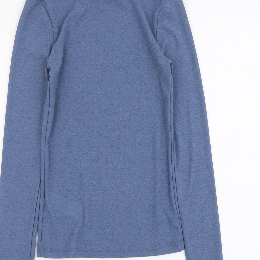 Topshop Womens Blue Polyester Basic Blouse Size 10 High Neck
