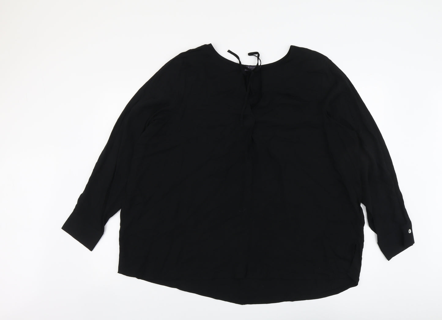 Marks and Spencer Womens Black Viscose Basic Blouse Size 20 Scoop Neck