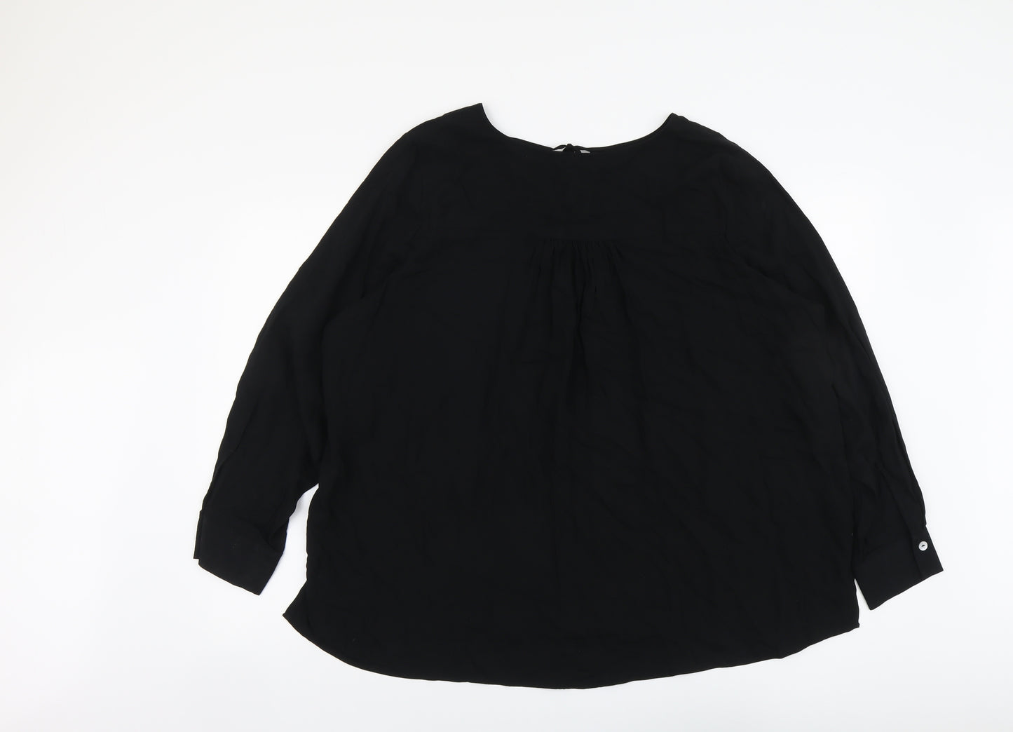 Marks and Spencer Womens Black Viscose Basic Blouse Size 20 Scoop Neck