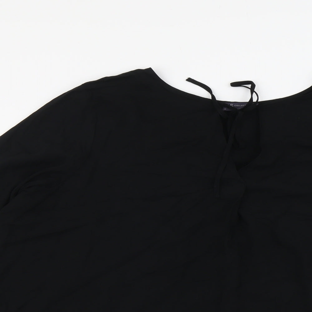 Marks and Spencer Womens Black Viscose Basic Blouse Size 20 Scoop Neck