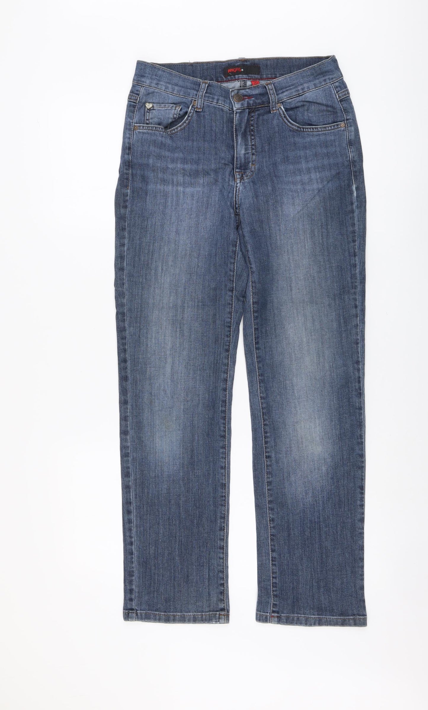 Angels Womens Blue Cotton Straight Jeans Size 28 in L28 in Regular Button