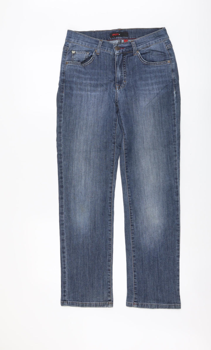 Angels Womens Blue Cotton Straight Jeans Size 28 in L28 in Regular Button