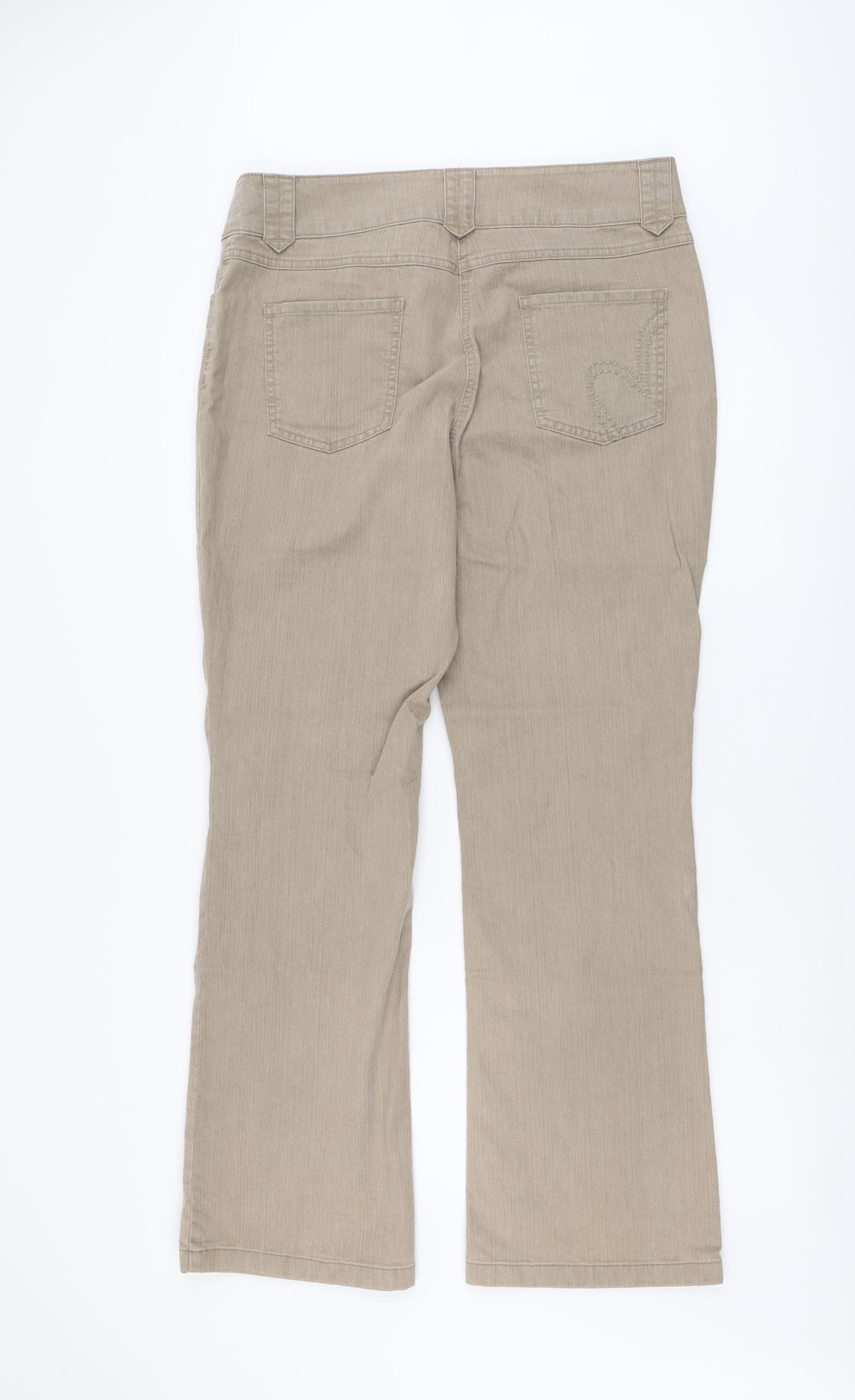 Per Una Womens Beige Cotton Bootcut Jeans Size 16 L31 in Regular Button