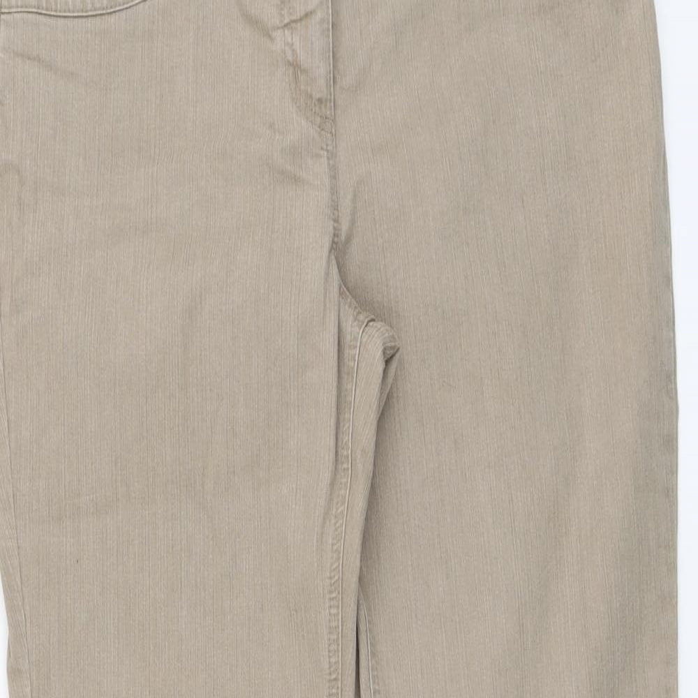 Per Una Womens Beige Cotton Bootcut Jeans Size 16 L31 in Regular Button
