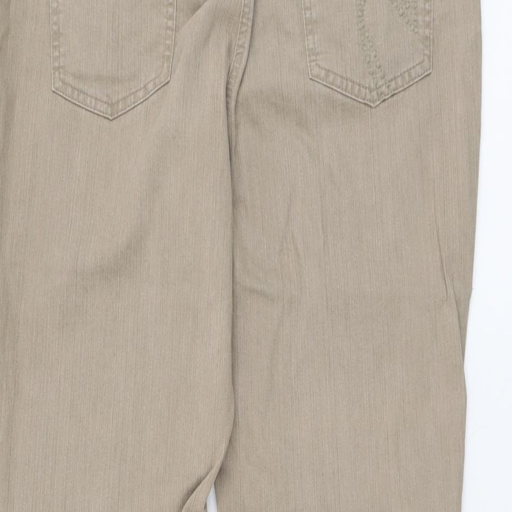 Per Una Womens Beige Cotton Bootcut Jeans Size 16 L31 in Regular Button