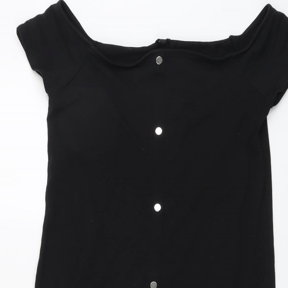River Island Womens Black Cotton A-Line Size 14 Round Neck Pullover