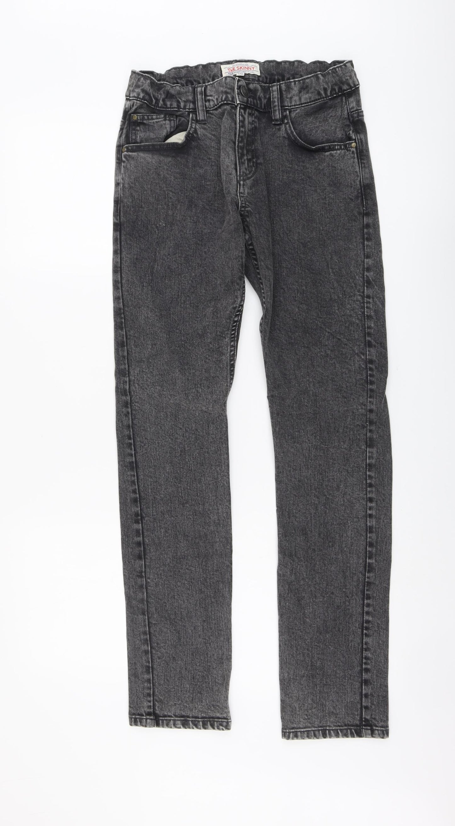 C&A Boys Grey Cotton Straight Jeans Size 15 Years Regular Button