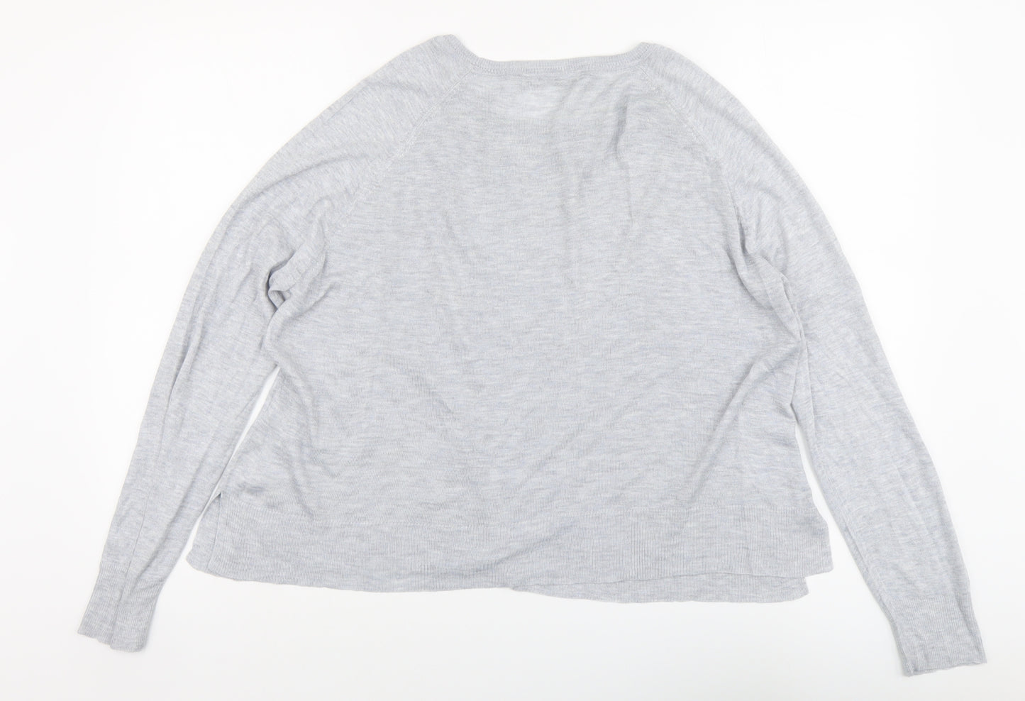 Zara Womens Grey Round Neck Viscose Pullover Jumper Size M