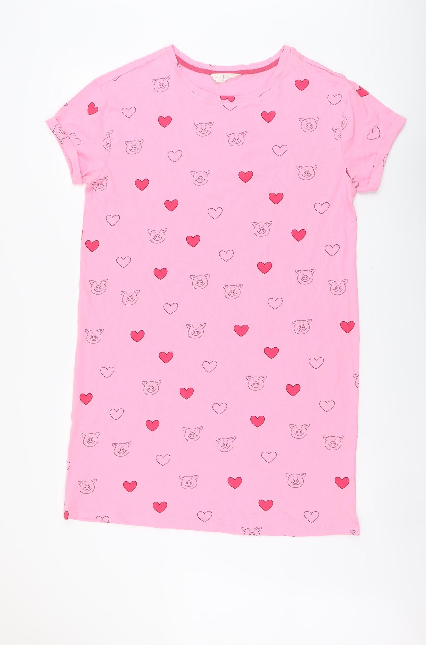Marks and Spencer Womens Pink Geometric Cotton Top Dress Size M - Percy Pig