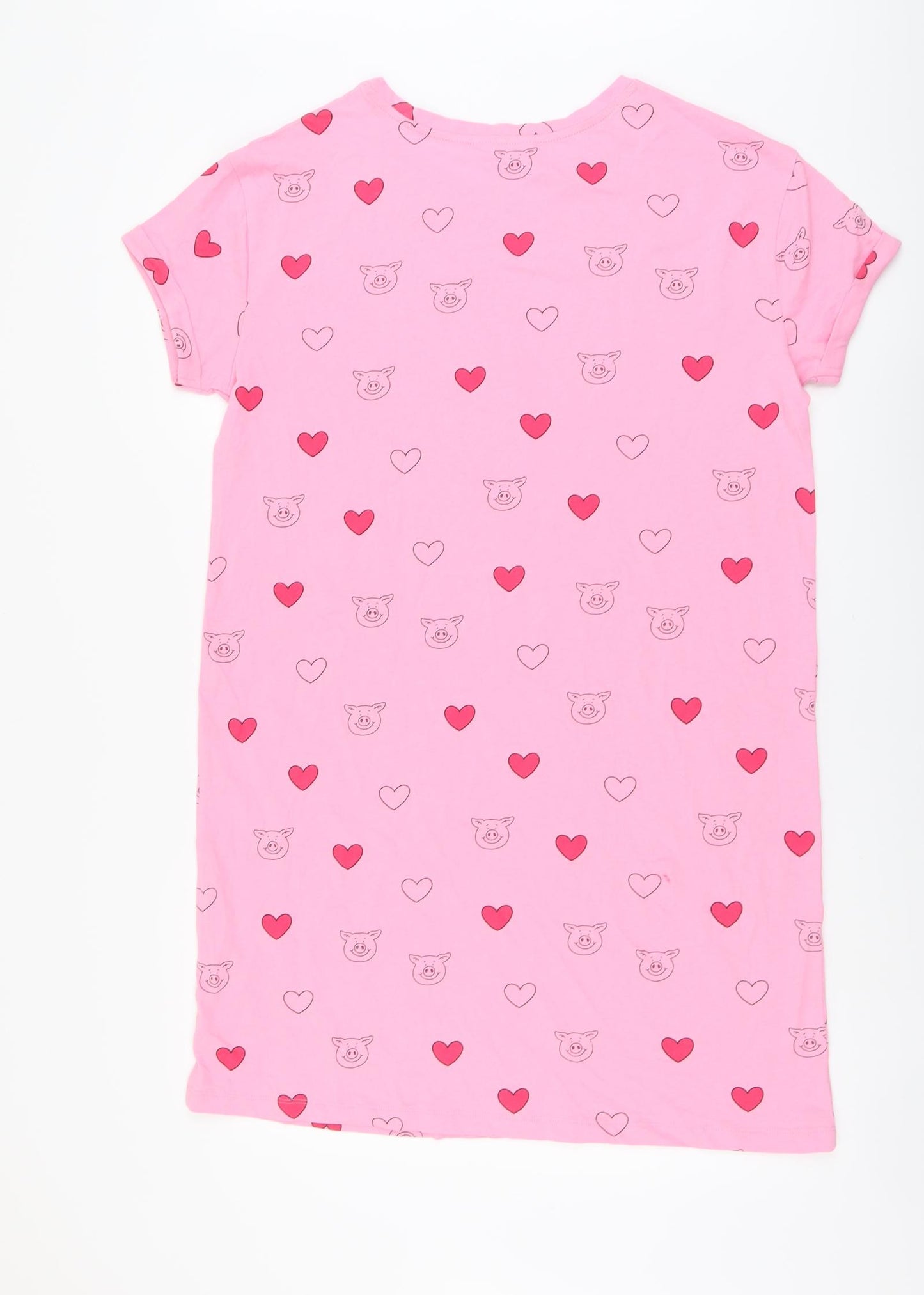 Marks and Spencer Womens Pink Geometric Cotton Top Dress Size M - Percy Pig