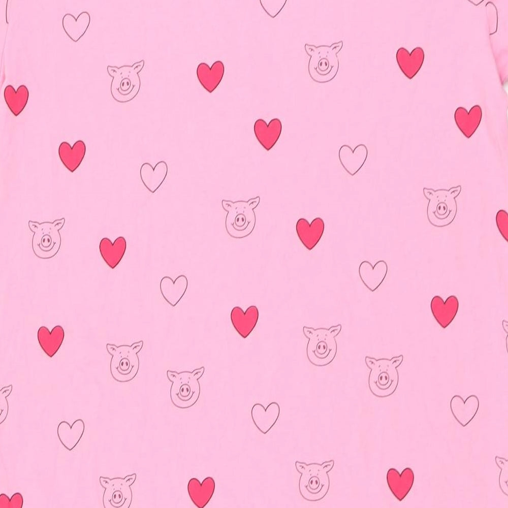 Marks and Spencer Womens Pink Geometric Cotton Top Dress Size M - Percy Pig