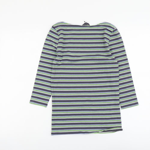 Marks and Spencer Womens Multicoloured Striped Cotton Basic Blouse Size 8 Boat Neck