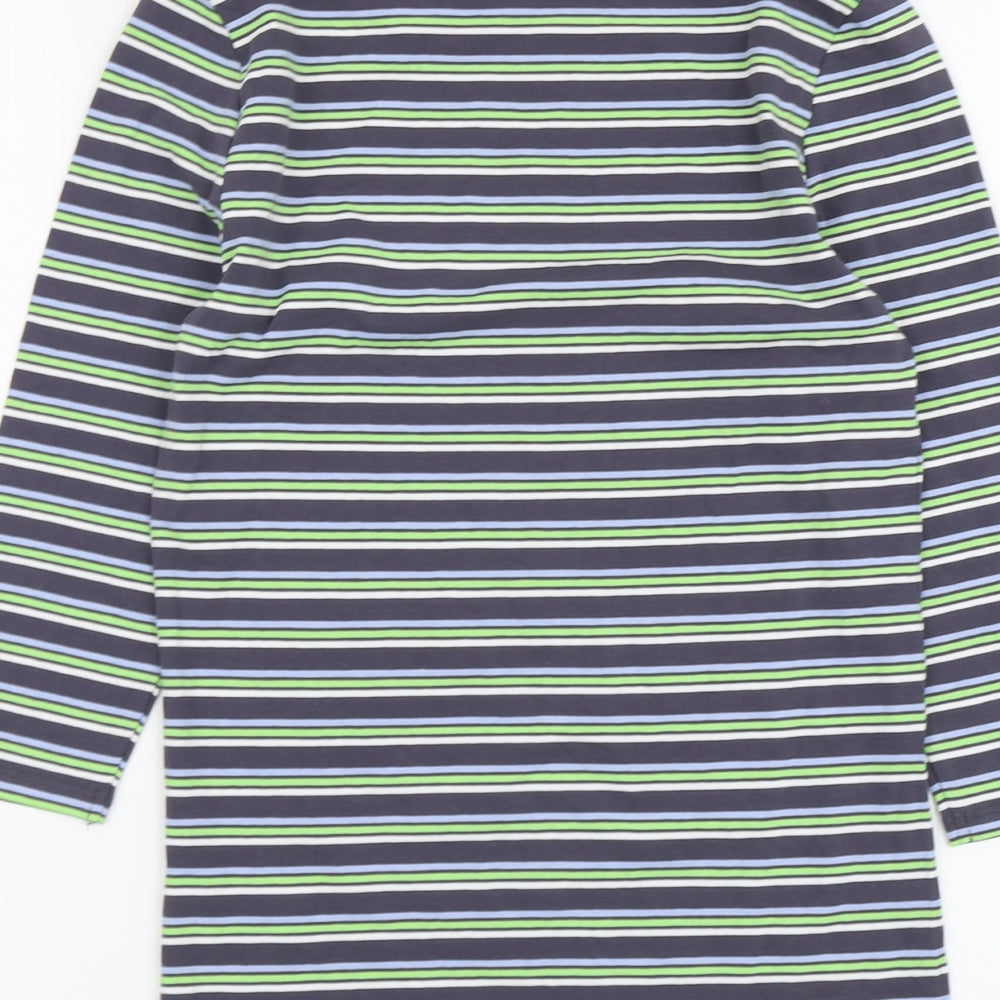 Marks and Spencer Womens Multicoloured Striped Cotton Basic Blouse Size 8 Boat Neck