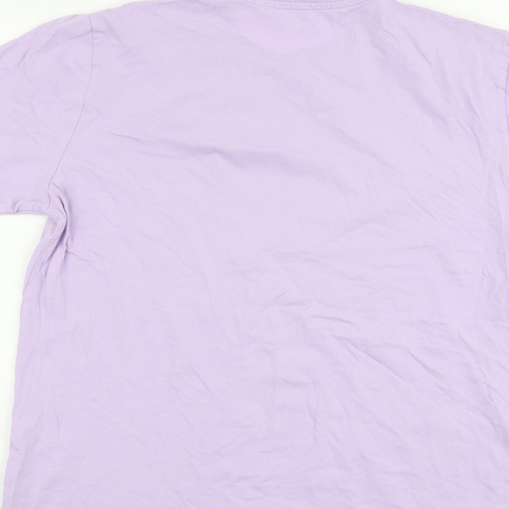 Primark Womens Purple Cotton Basic T-Shirt Size M Round Neck - Pronouns