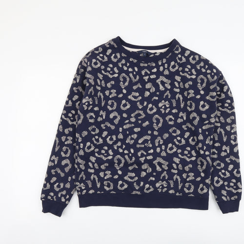 NEXT Womens Blue Animal Print Cotton Pullover Sweatshirt Size M Pullover - Leopard Print