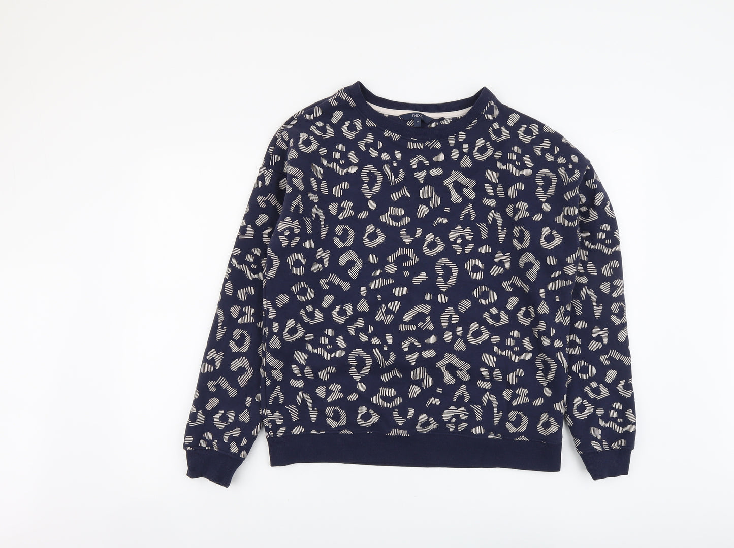 NEXT Womens Blue Animal Print Cotton Pullover Sweatshirt Size M Pullover - Leopard Print