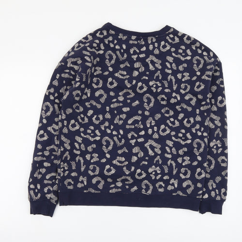 NEXT Womens Blue Animal Print Cotton Pullover Sweatshirt Size M Pullover - Leopard Print