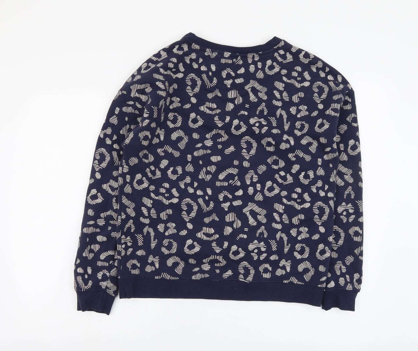 NEXT Womens Blue Animal Print Cotton Pullover Sweatshirt Size M Pullover - Leopard Print