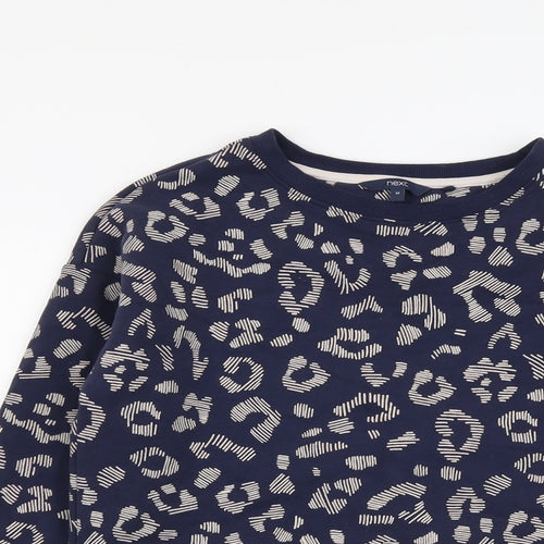 NEXT Womens Blue Animal Print Cotton Pullover Sweatshirt Size M Pullover - Leopard Print
