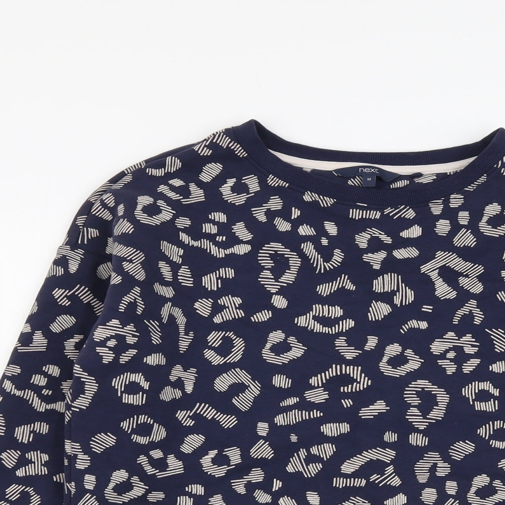 NEXT Womens Blue Animal Print Cotton Pullover Sweatshirt Size M Pullover - Leopard Print