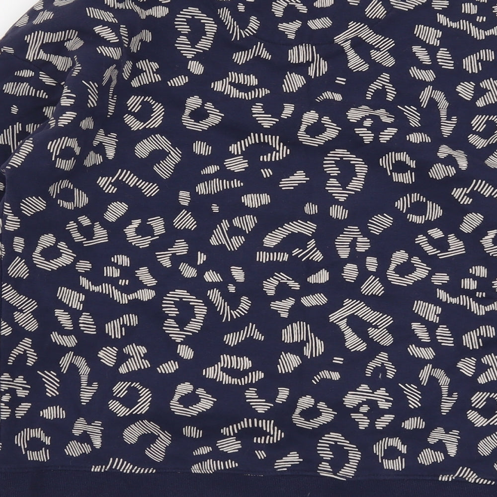 NEXT Womens Blue Animal Print Cotton Pullover Sweatshirt Size M Pullover - Leopard Print