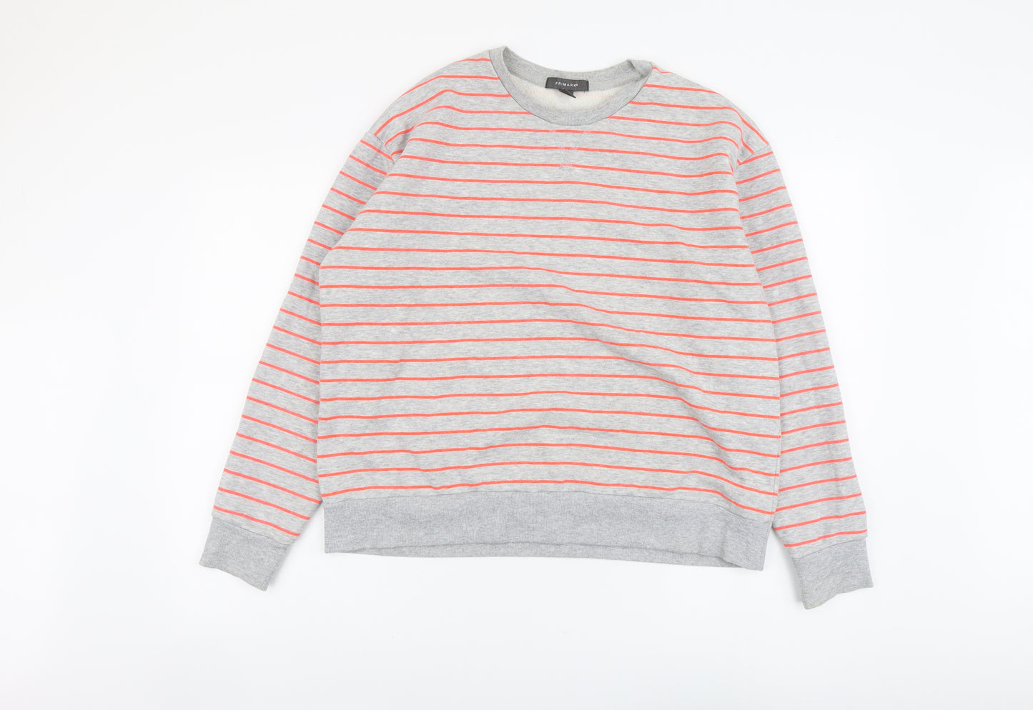 Primark Womens Grey Striped Polyester Pullover Sweatshirt Size M Pullover