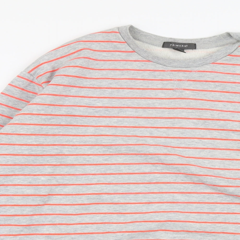 Primark Womens Grey Striped Polyester Pullover Sweatshirt Size M Pullover