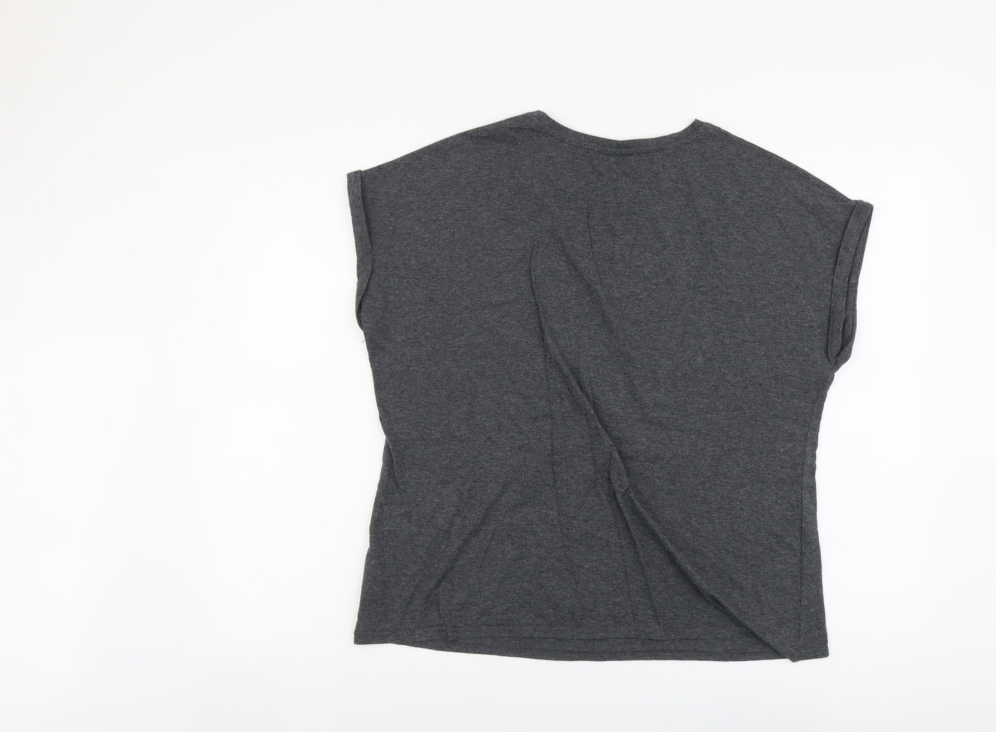 Papaya Womens Grey Cotton Basic T-Shirt Size L Scoop Neck - Christmas Pineapple