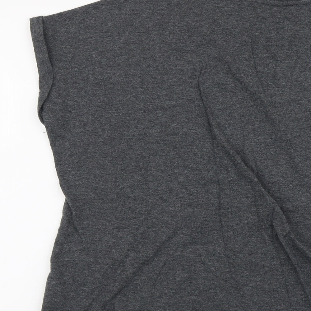 Papaya Womens Grey Cotton Basic T-Shirt Size L Scoop Neck - Christmas Pineapple