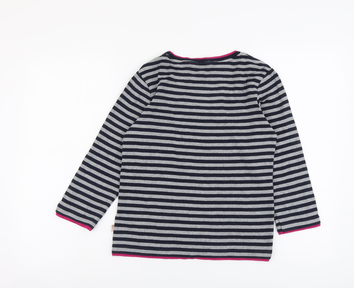 Maine Womens Blue Striped Cotton Basic Blouse Size 12 Scoop Neck
