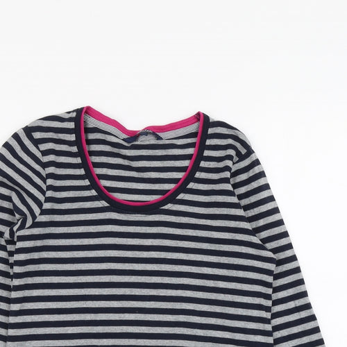 Maine Womens Blue Striped Cotton Basic Blouse Size 12 Scoop Neck