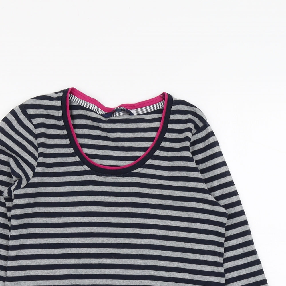 Maine Womens Blue Striped Cotton Basic Blouse Size 12 Scoop Neck