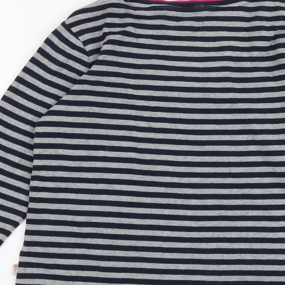 Maine Womens Blue Striped Cotton Basic Blouse Size 12 Scoop Neck