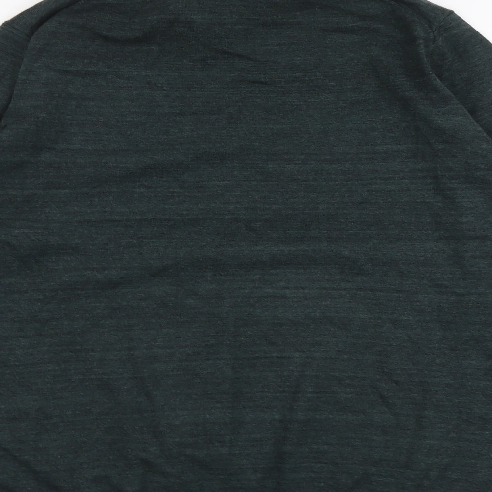 Marks and Spencer Mens Green Roll Neck Cotton Pullover Jumper Size L Long Sleeve