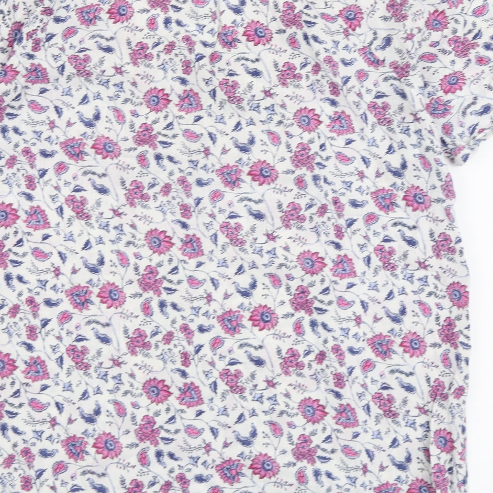 Fat Face Womens Multicoloured Floral Cotton Basic T-Shirt Size 14 Boat Neck