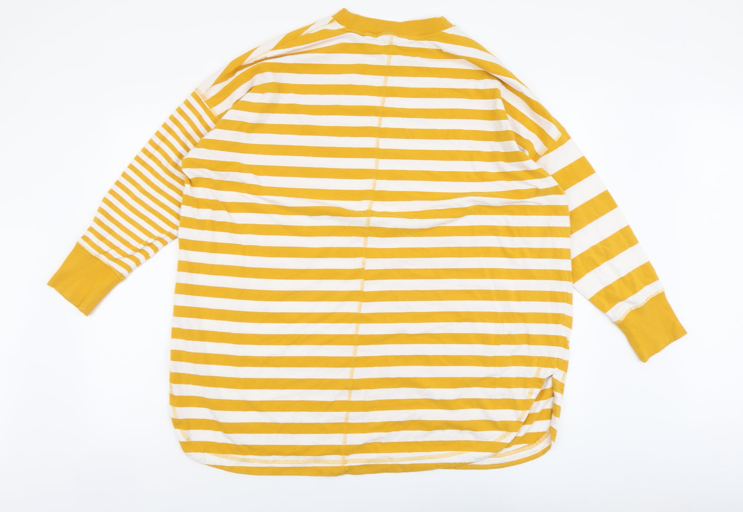 NEXT Womens Yellow Striped Cotton Basic T-Shirt Size 20 Crew Neck