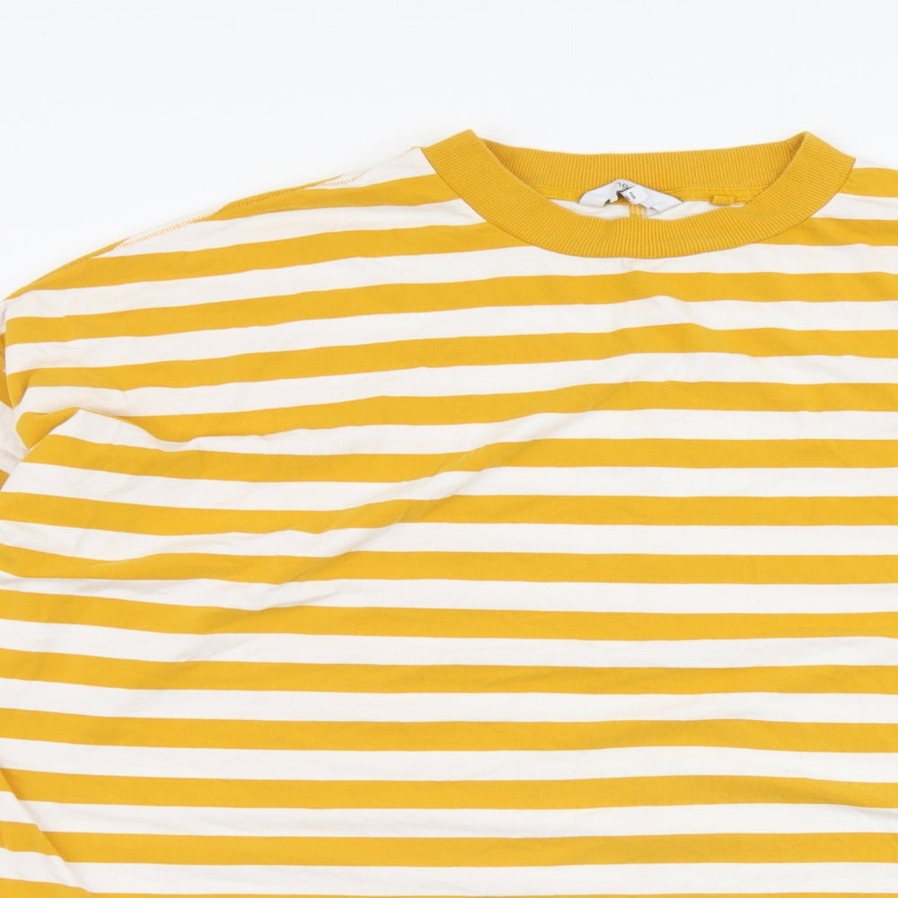 NEXT Womens Yellow Striped Cotton Basic T-Shirt Size 20 Crew Neck