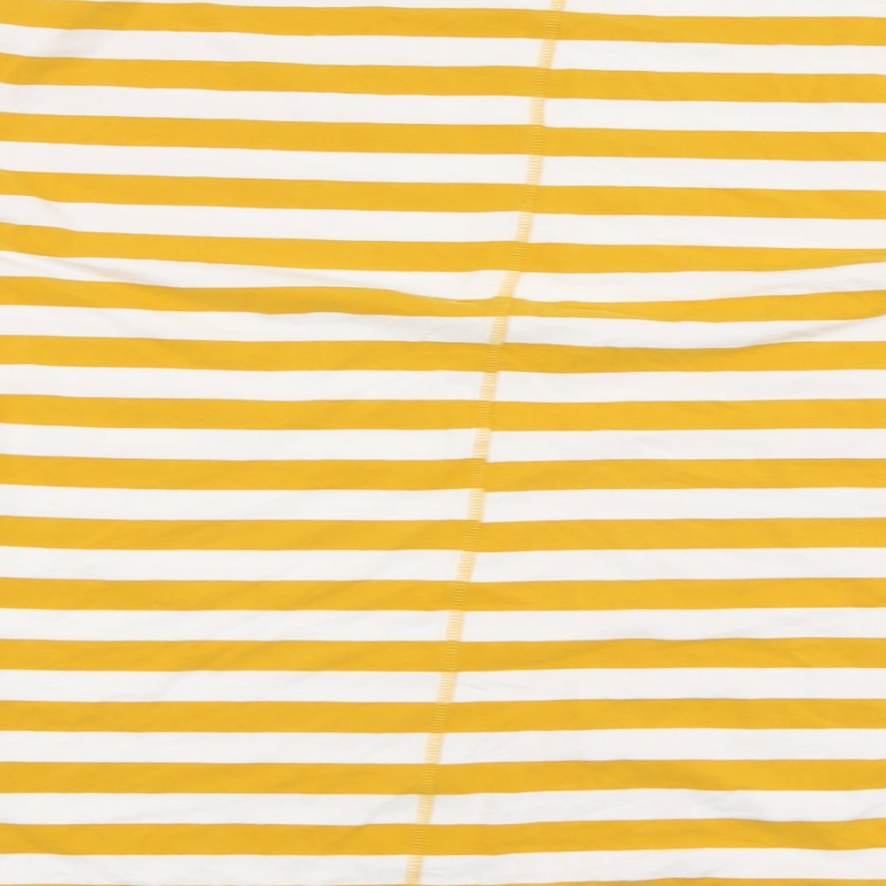 NEXT Womens Yellow Striped Cotton Basic T-Shirt Size 20 Crew Neck