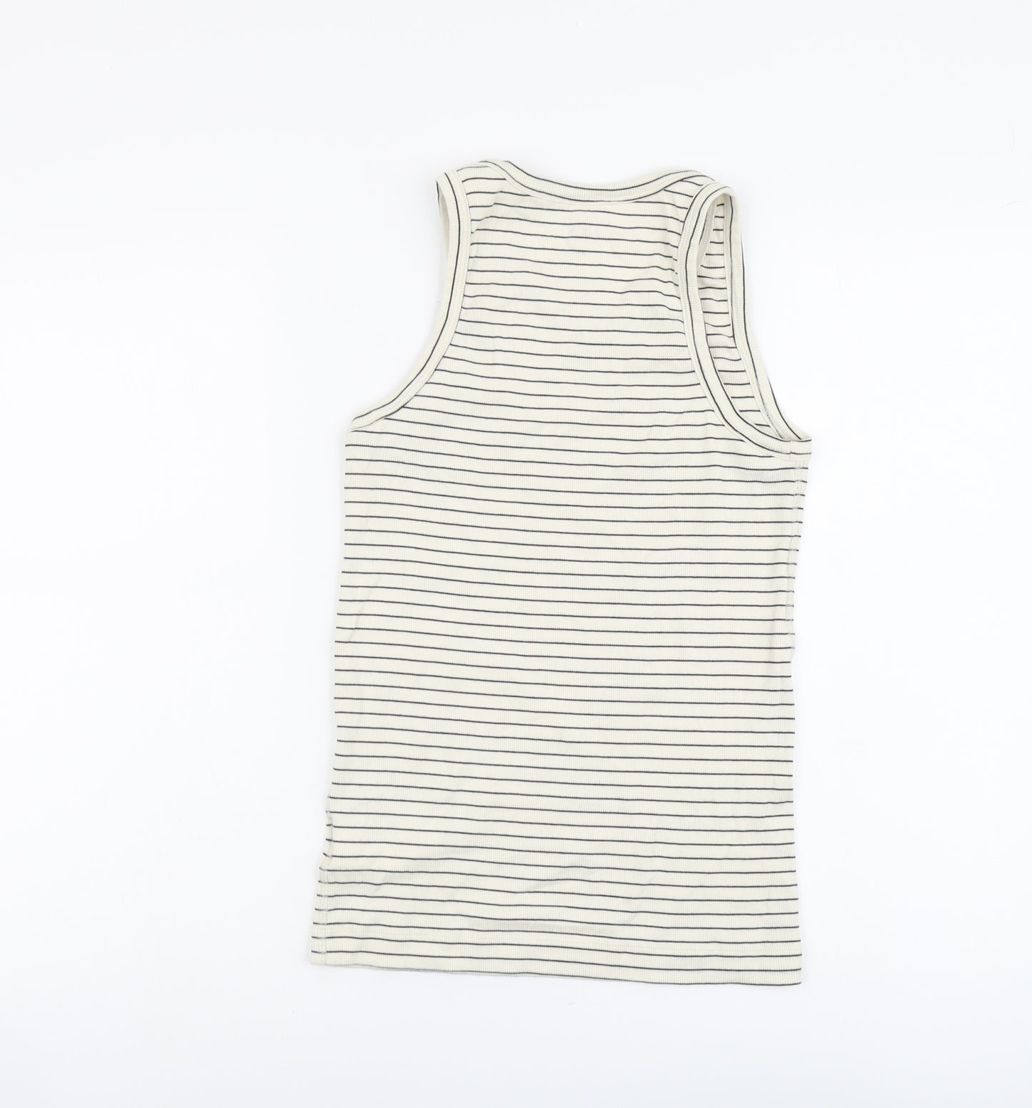 COS Womens Beige Striped Cotton Basic Tank Size M Scoop Neck