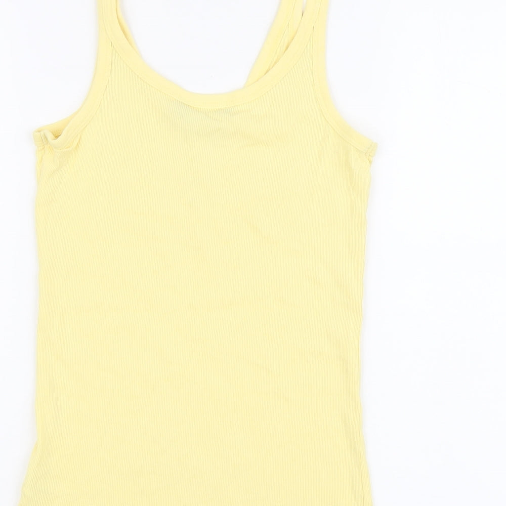 F&F Womens Yellow Cotton Basic Tank Size 16 V-Neck