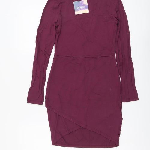 Missguided Womens Purple Viscose Bodycon Size 8 Round Neck Pullover