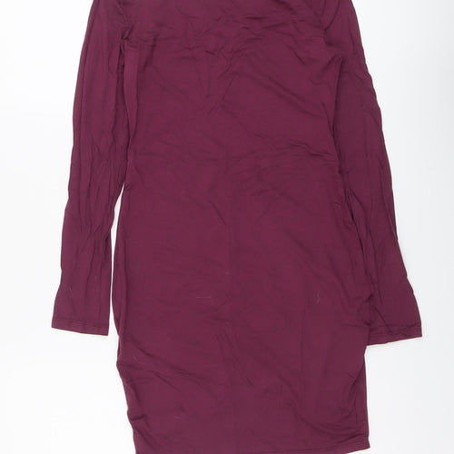 Missguided Womens Purple Viscose Bodycon Size 8 Round Neck Pullover