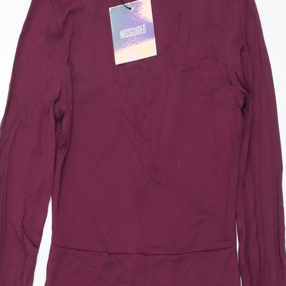 Missguided Womens Purple Viscose Bodycon Size 8 Round Neck Pullover