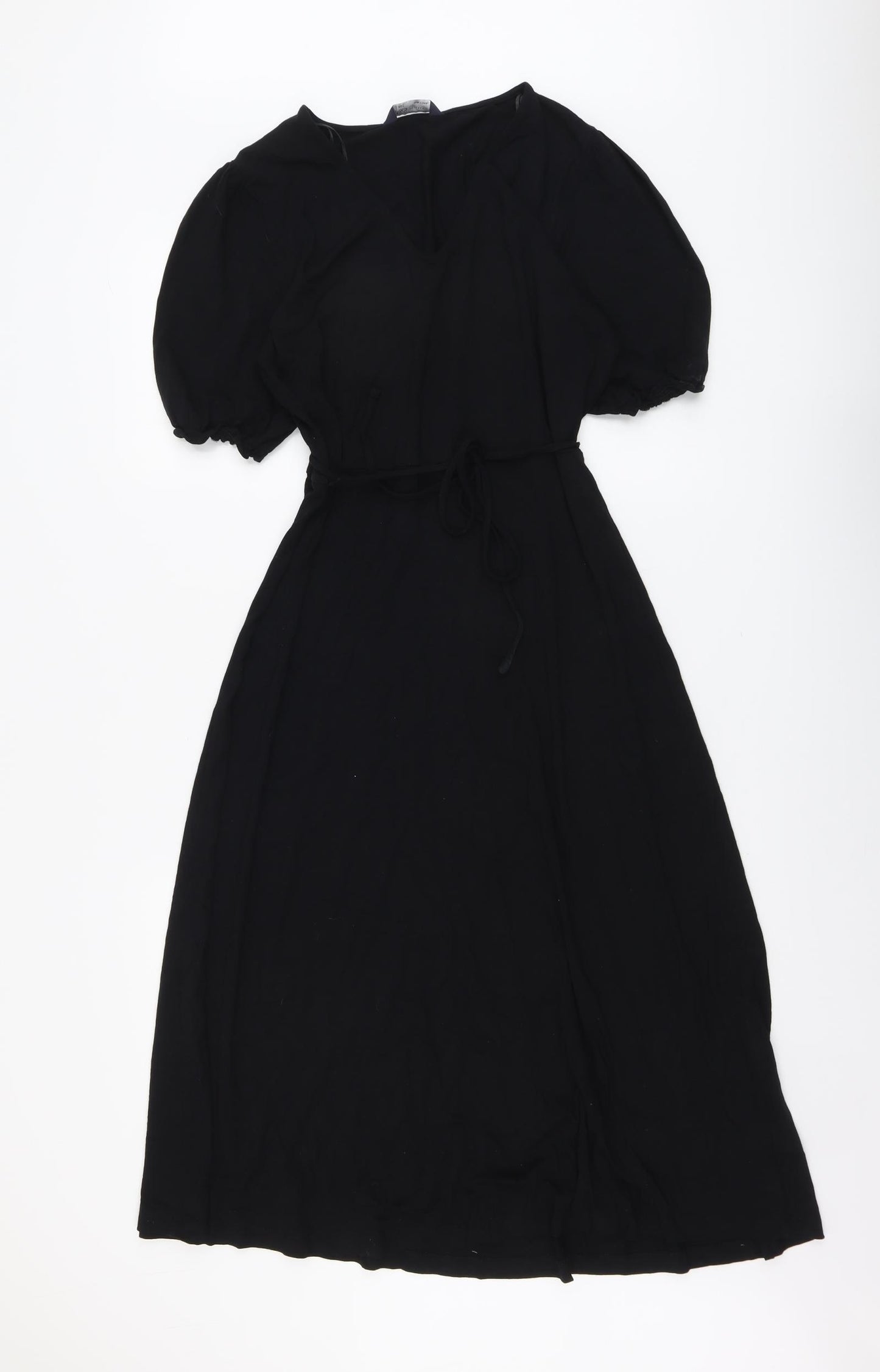 Marks and Spencer Womens Black Viscose Trapeze & Swing Size 12 V-Neck Pullover