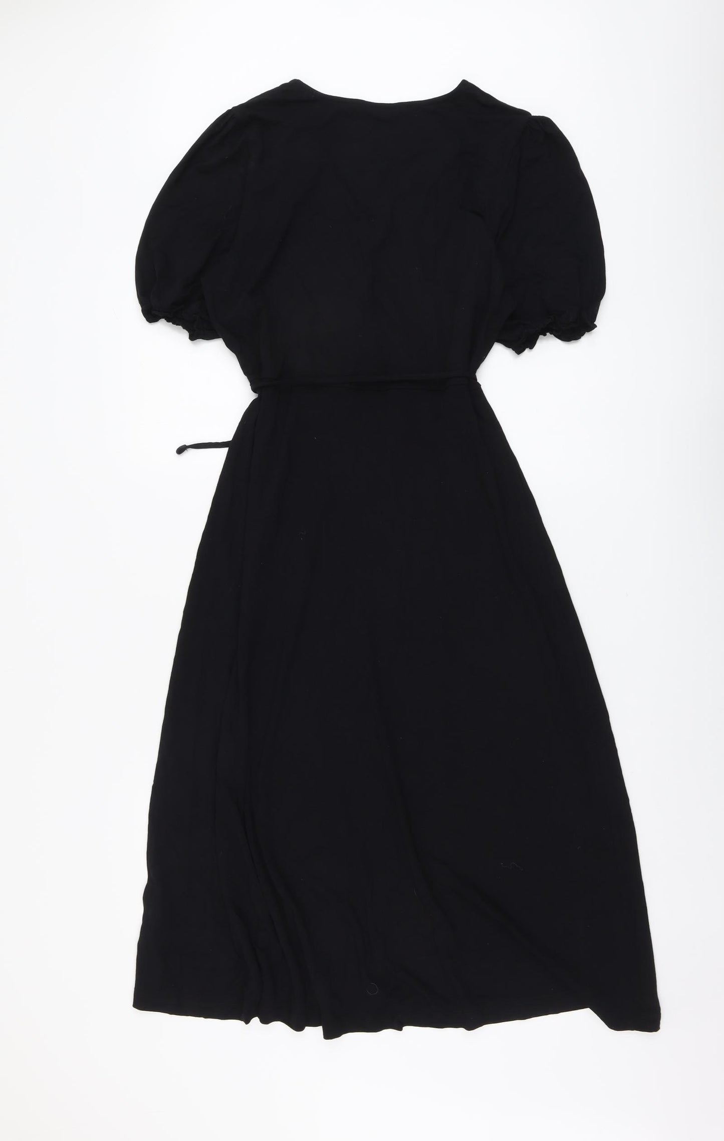 Marks and Spencer Womens Black Viscose Trapeze & Swing Size 12 V-Neck Pullover