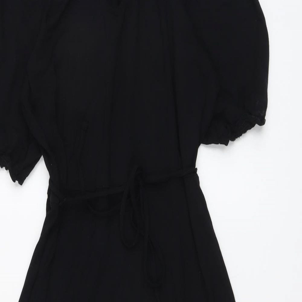 Marks and Spencer Womens Black Viscose Trapeze & Swing Size 12 V-Neck Pullover