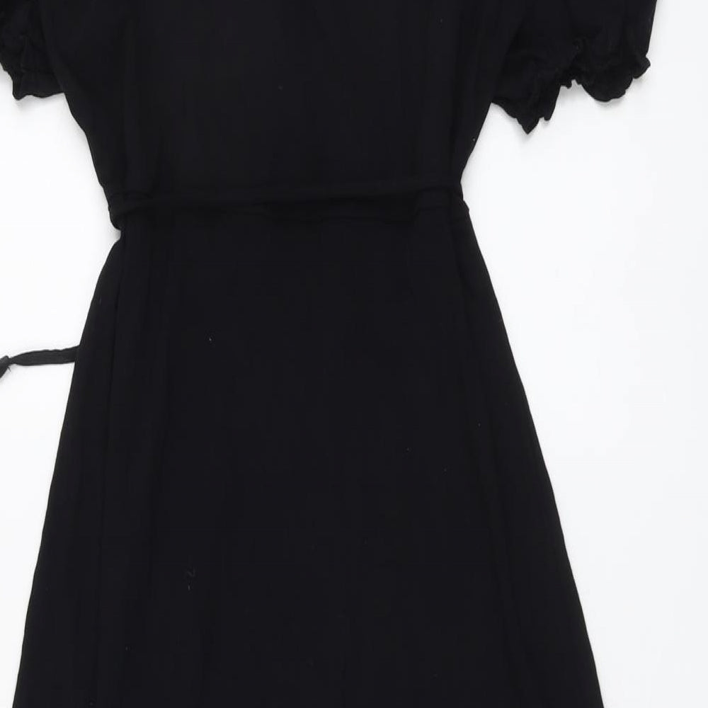 Marks and Spencer Womens Black Viscose Trapeze & Swing Size 12 V-Neck Pullover