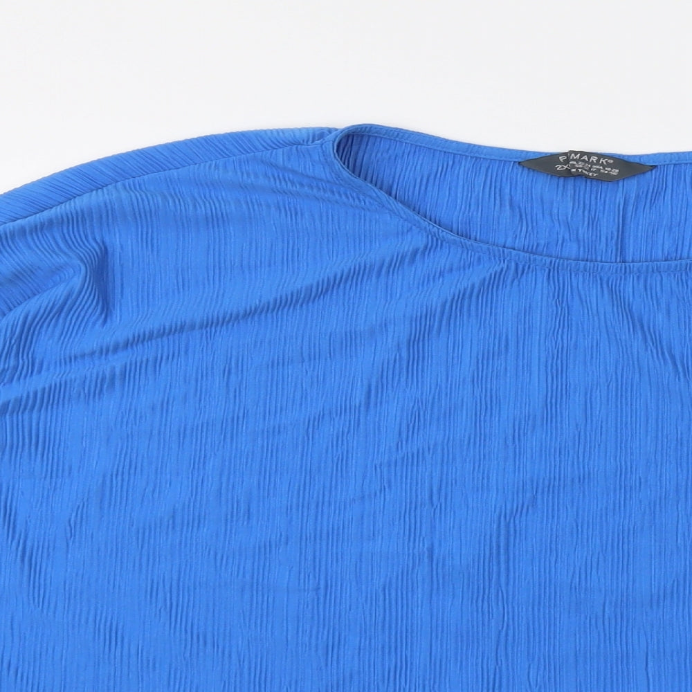 Primark Womens Blue Polyester Basic T-Shirt Size 2XL Boat Neck - Plisse