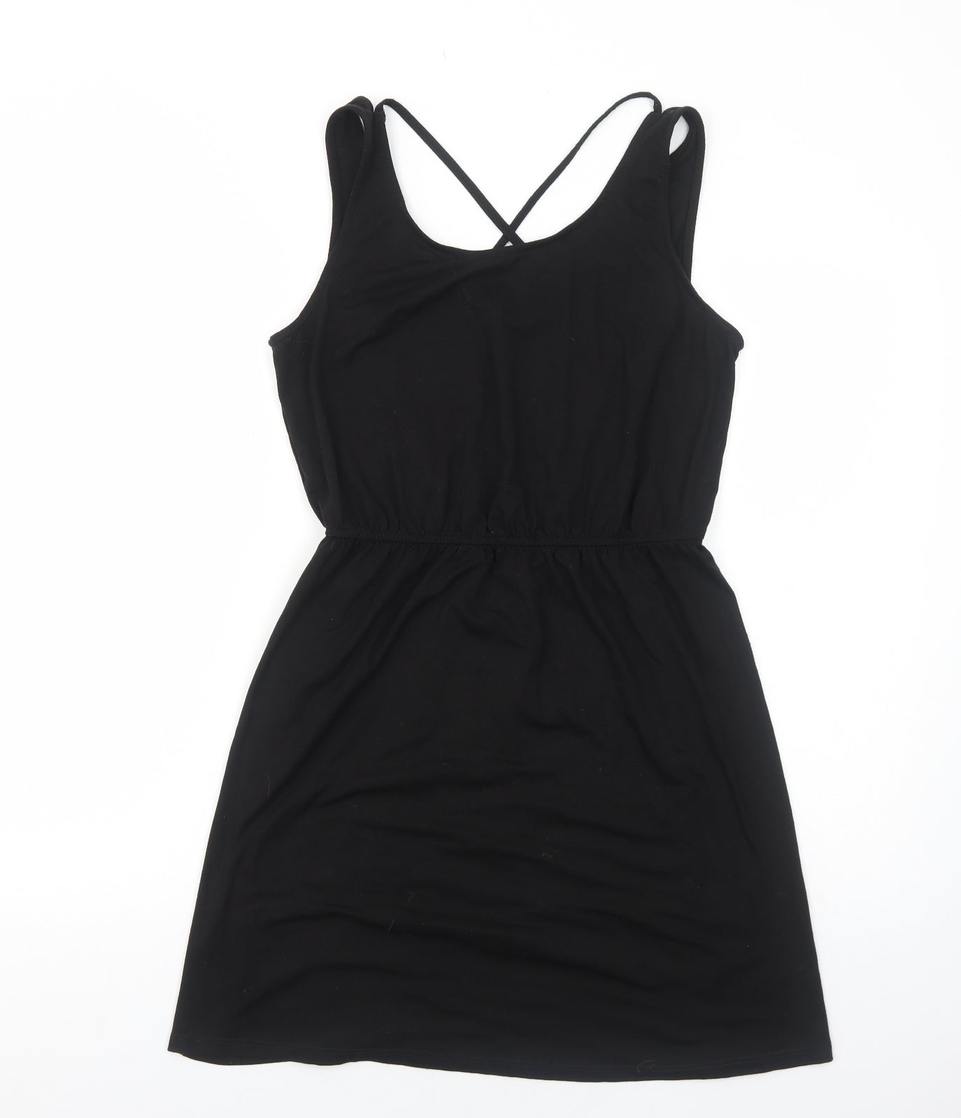 George Womens Black Polyester Skater Dress Size M Scoop Neck Pullover